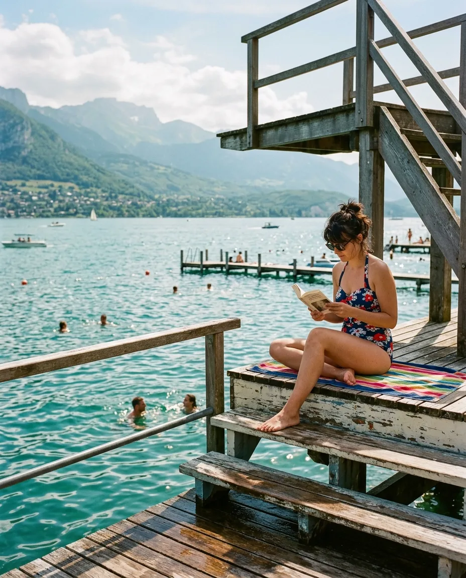 Lake lido reading, Geneva
