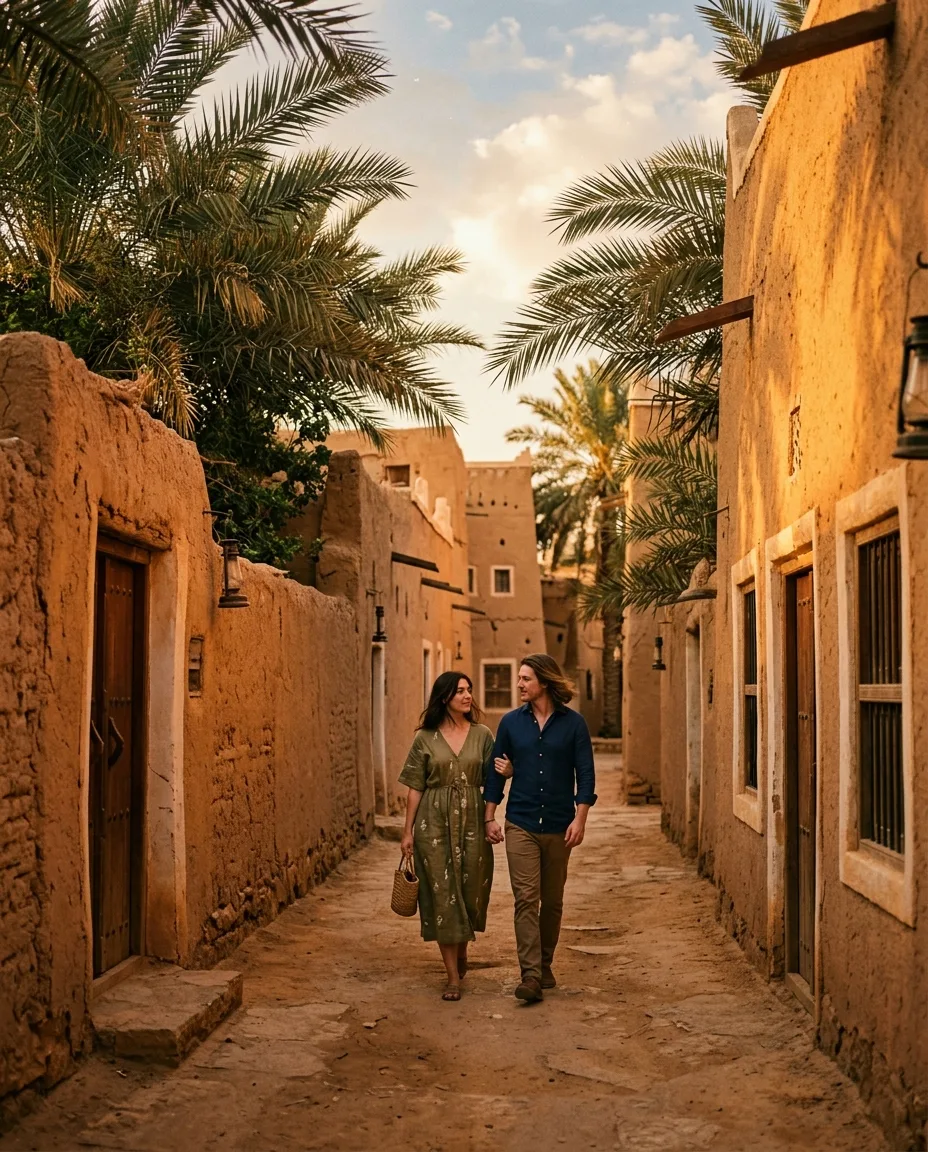 Diriyah alleys couple, Riyadh
