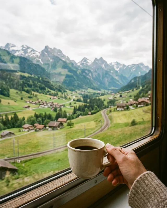 Alpine train window, Zurich