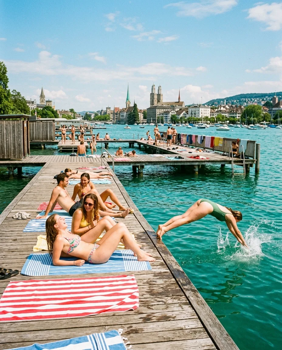 Lake lido summer, Zurich